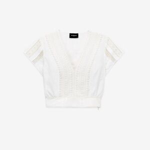 THE KOOPLES English Embroidery Fitted Lace Top In White Size 1 NWT